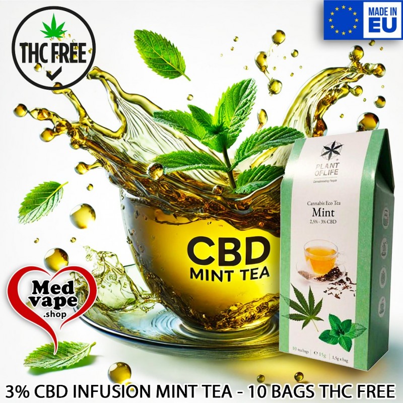 2.5% - 3% CBD INFUSION TEA MINT (20g) - PLANT OF LIFE WEED THC CANNABIS LEGAL MARIJUANA 2.5% - 3% CBD INFUSION TEA MINT (20g) - PLANT OF LIFE WEED THC CANNABIS LEGAL MARIJUANA